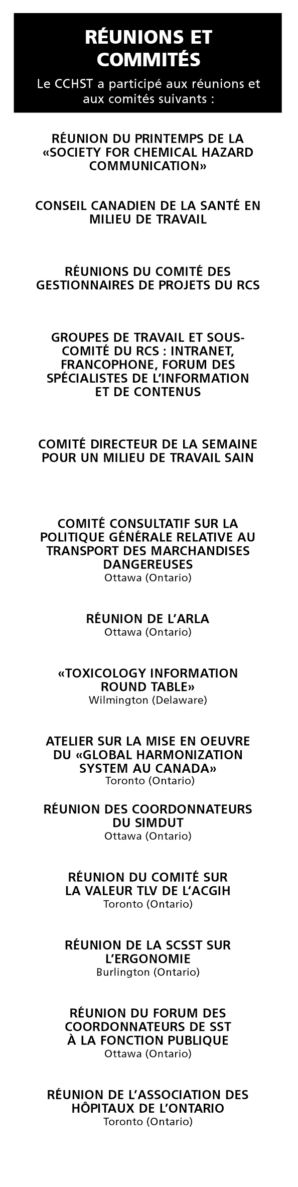 R&eacute;unions et commit&eacute;s