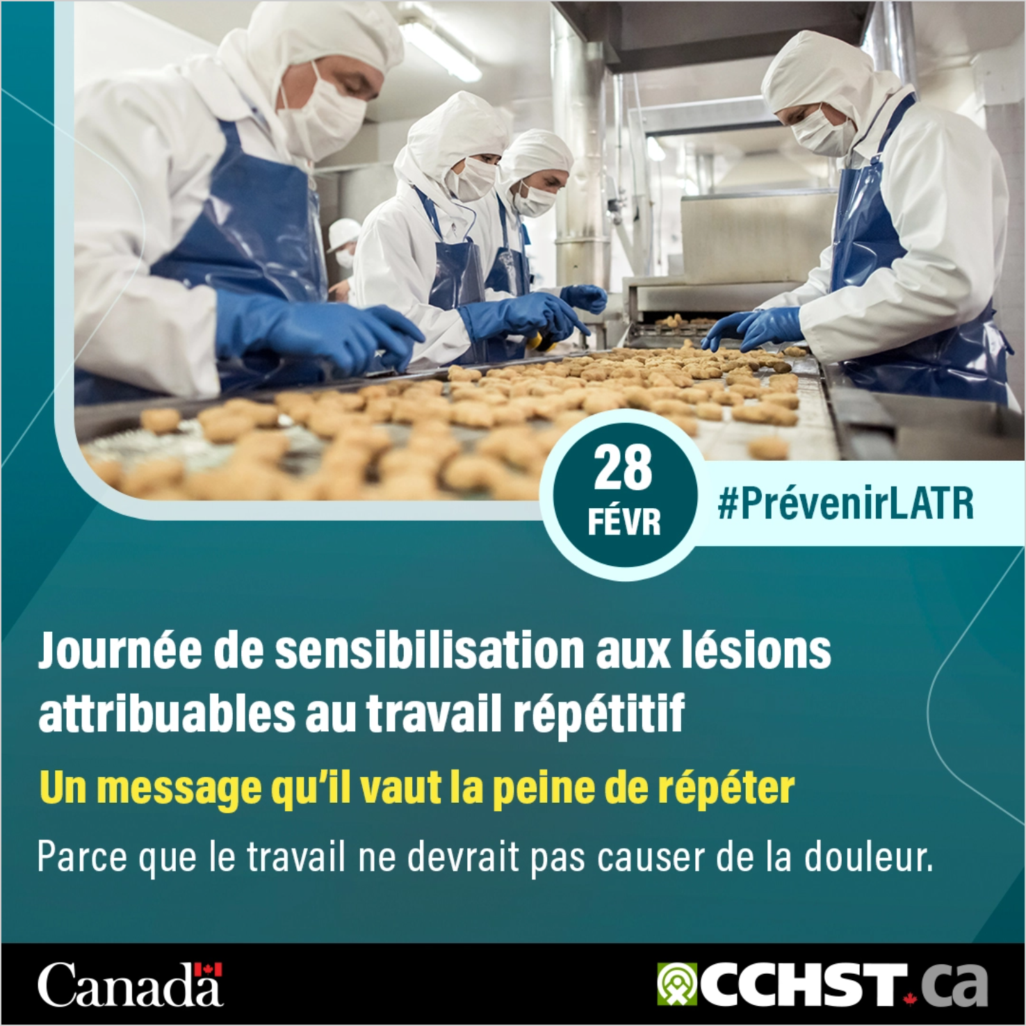 Journée de sensibilisation aux lésions attribuables au travail répétitif. Parce que le travail ne devrait pas vous taper sur les nerfs.