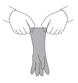 Figure 1 - Tenir le poignet comme sur l'illustration, les pouces à l'intérieur, et l'étirer légèrement