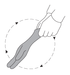 Figure 2 - Faire tourner le gant deux ou trois fois de bas en haut afin d'y faire pénétrer l'air