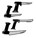 Figure 10 - Manches de couteau qui éliminent la nécessité de plier le poignet