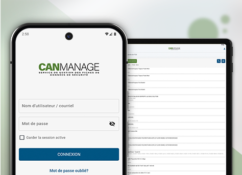 Capture d'écran de l'appli CANManage