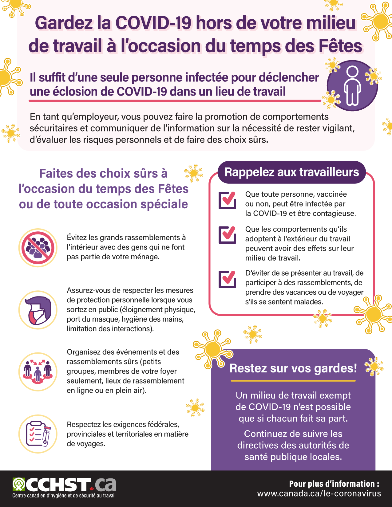 Infographie : Gardez la COVID-19 hors de votre milieu de travail à l’occasion du temps des Fêtes