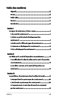 Aperçu de la table des matières de la publication