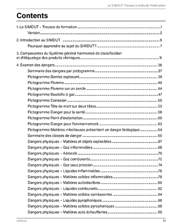 Aperçu de la table des matières de la publication